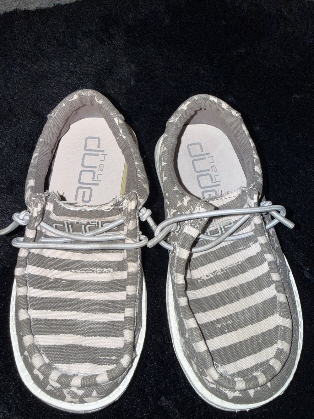Hey Dude Kids Gray & White Striped Slip-On Moccasin Sneakers